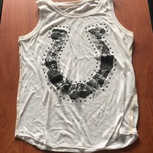 White Aero Tank Top Black Horseshoe